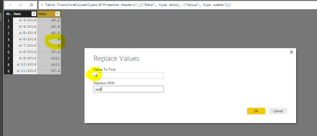Solved: Replace blank values with the value of the row abo ...