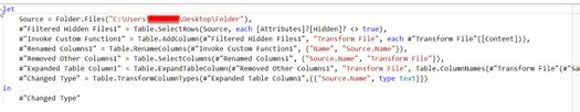 Power query generated code from Import Folder