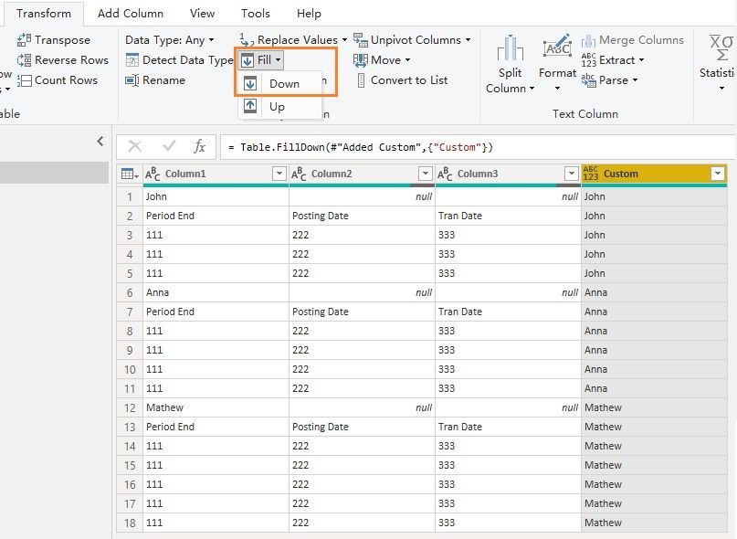 Solved: Adding a column for multiple rows based on a top d ...