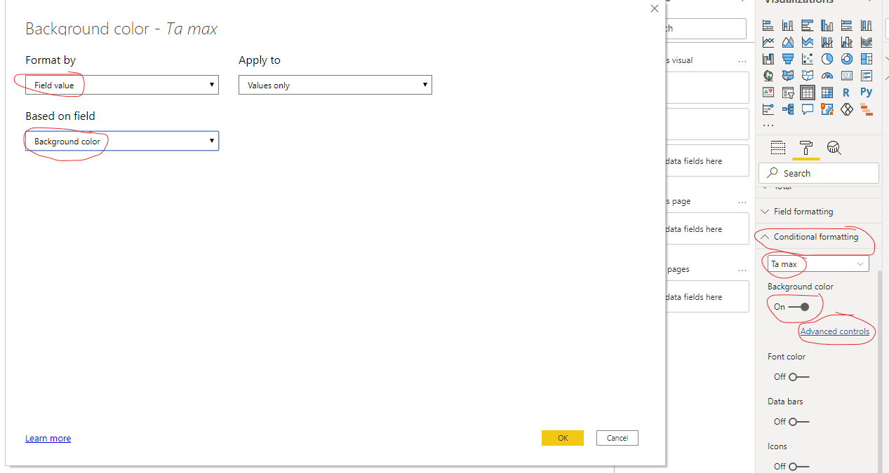 Solved: How to colour some data in a table according the s ...