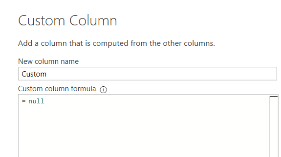 Solved Add empty column to table in power query Microsoft