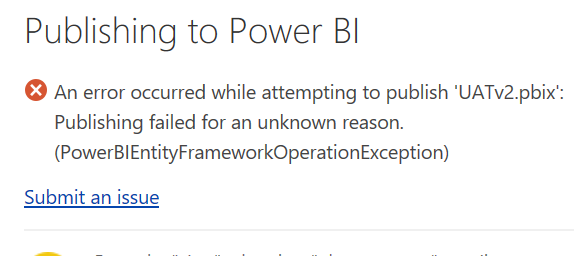 Solved: Error publishing to online service - Microsoft Fabric Community