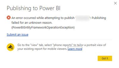 This usually occur when there is no overwrite, but just trying to publish to the Power BI Service.