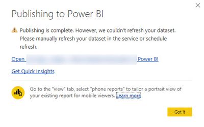 Some reports get re-published and overwrite, but get error message regarding data refresh.