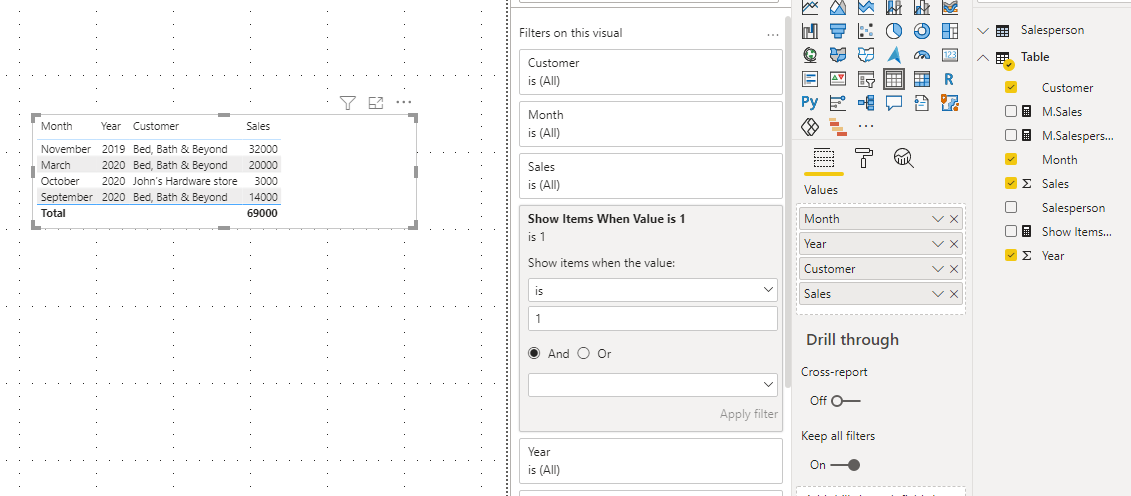 Filter based in a table results - Microsoft Fabric Community