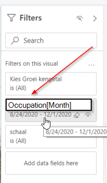 Occupation[Month] filter in bar chart