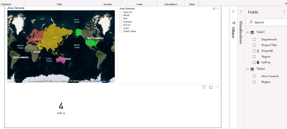 Map with no slicer selection