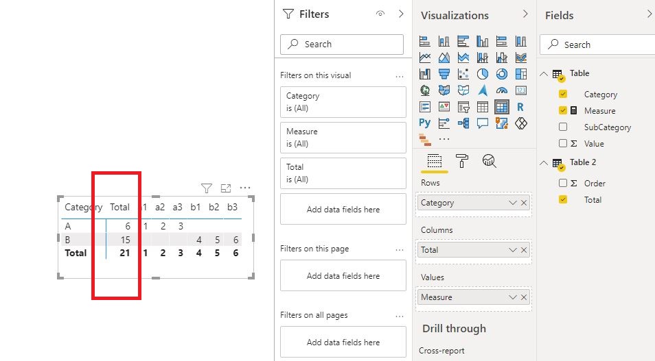 Solved: Total column at the beginning of the matrix table - Microsoft ...