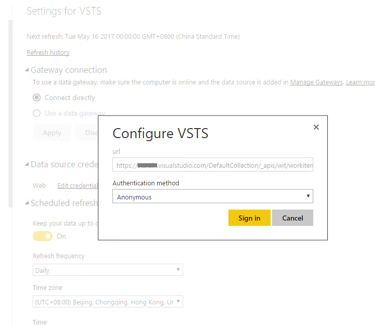 Data refresh issue- VSTS REST API connected and go... - Microsoft ...