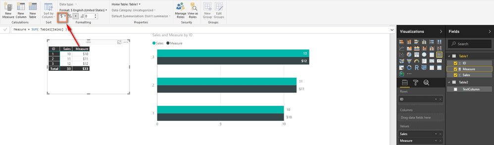 DAX formatted calculated measure SSAS Tabular live connection has no values in chart_1.jpg