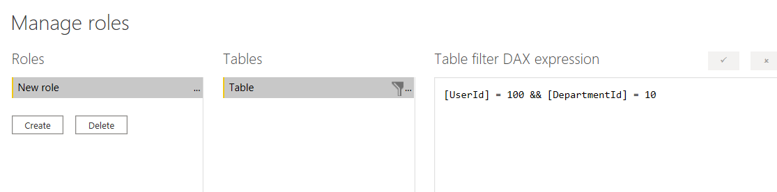 Create Roles with multiple condition with DAX - Microsoft Fabric Community