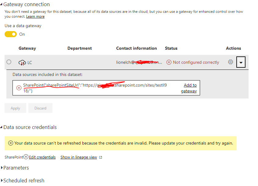 Cannot Schedule Refresh - Data Source Credentials ... - Microsoft ...