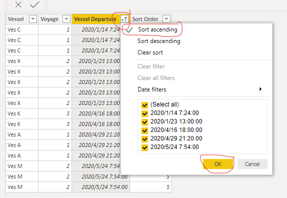 Solved: How to add sort order column for dates that appear ...