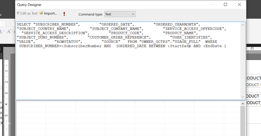 This the query I used for creating parameters directly in the Report Builder.