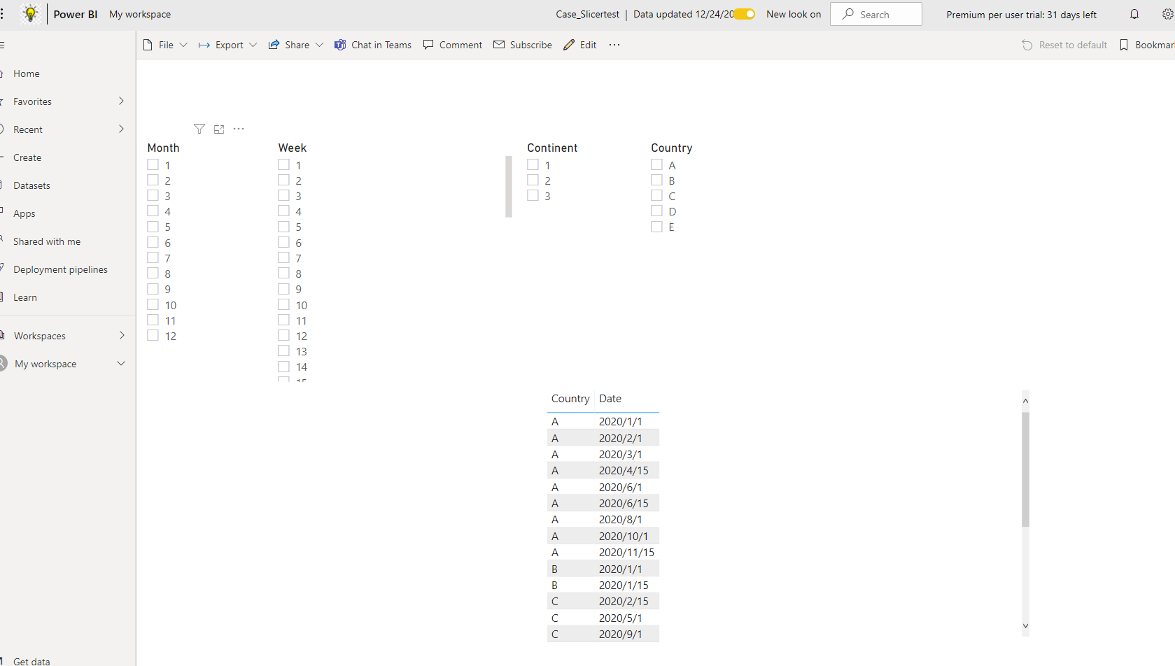 Solved: Datetable slicer not working in Power BI service e ...