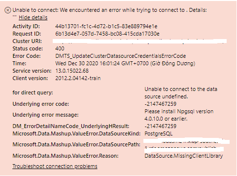 Solved: Error Configure Postgres database credentials in P ...