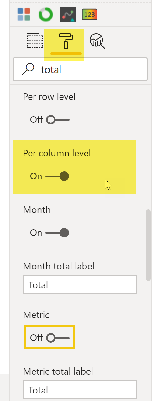 Solved: How to remove sub column total from matrix - Microsoft Fabric ...