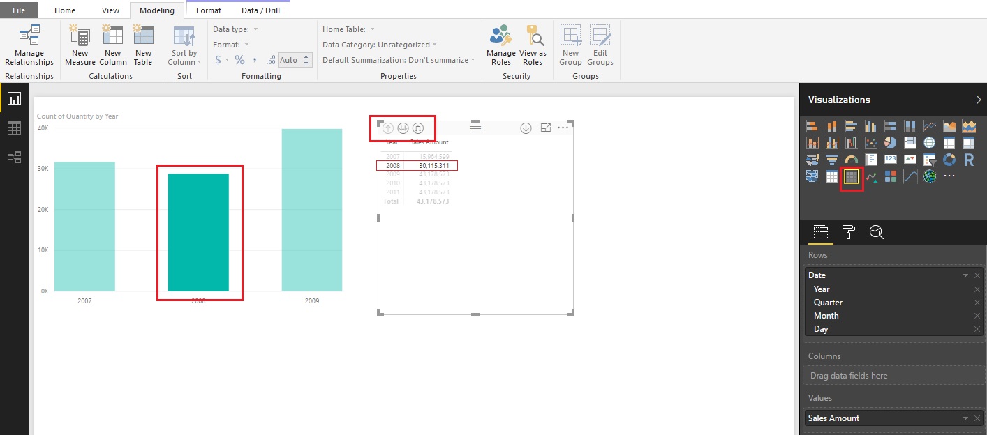 Drill down behavior with multiple visuals - Microsoft Fabric Community