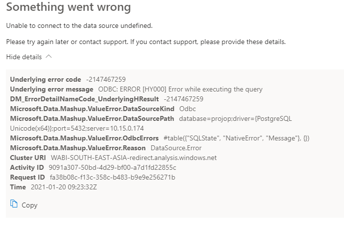 Data refresh not working ODBC connection - Microsoft Fabric Community