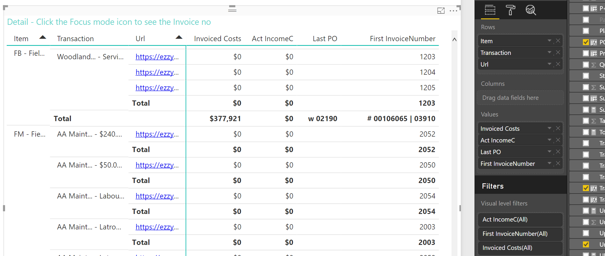 Solved: URLs in Matrix are clickable links when as Rows bu ...
