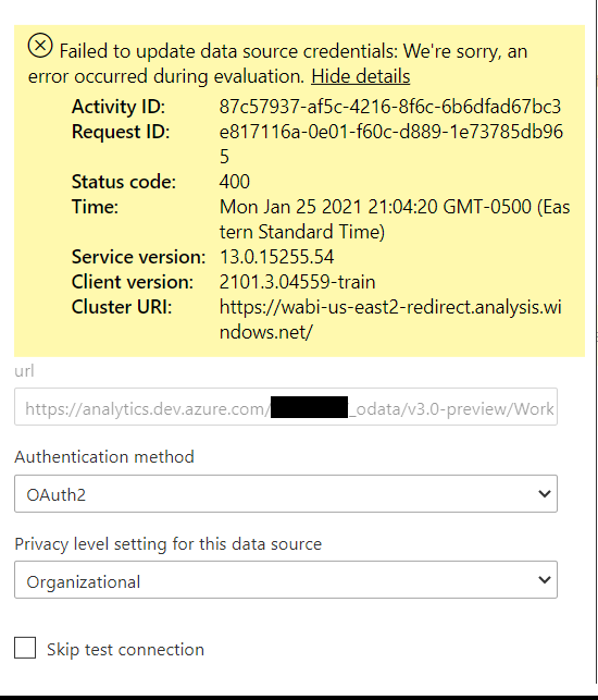 Cannot Update Credentials for OData Source - Microsoft Fabric Community