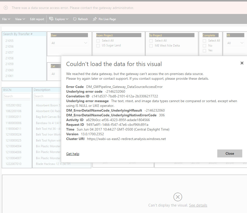 Couldn't load the data for this visual - Microsoft Fabric Community