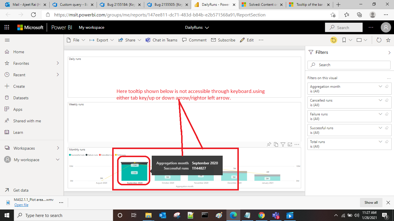 Tooltip of the bar chart is not accessible through... - Microsoft ...