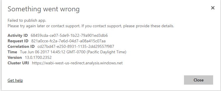 Failed to publish app - Microsoft Fabric Community