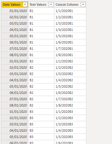 Solved: Create one new table by concatenation of two colum ...