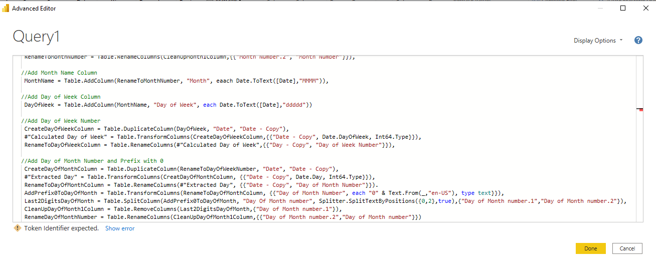 Solved: What is wrong with this Date-Table code? - Microsoft Fabric ...