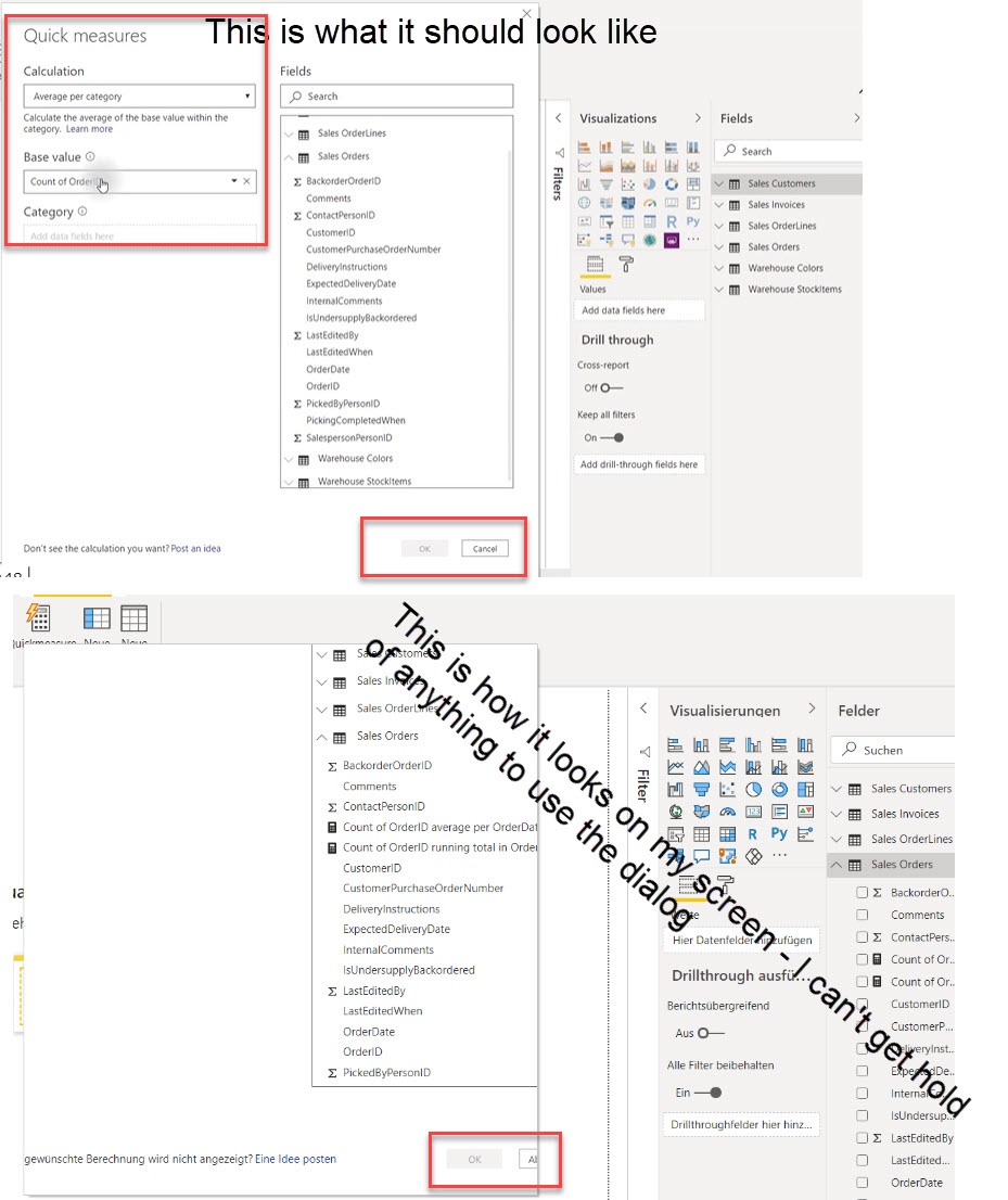 Problem with Dialogs in Power BI Desktop, i. e. Qu... - Microsoft ...