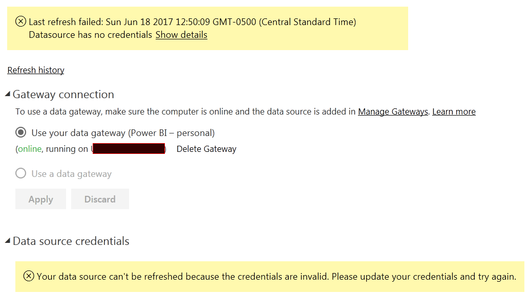 On-premises data gateway personal mode: unable to ... - Microsoft ...