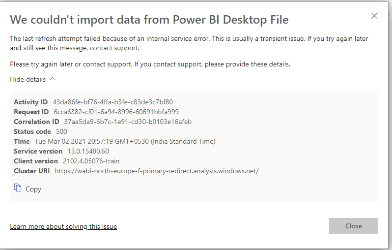 Couldn't publish to power bi - Microsoft Fabric Community