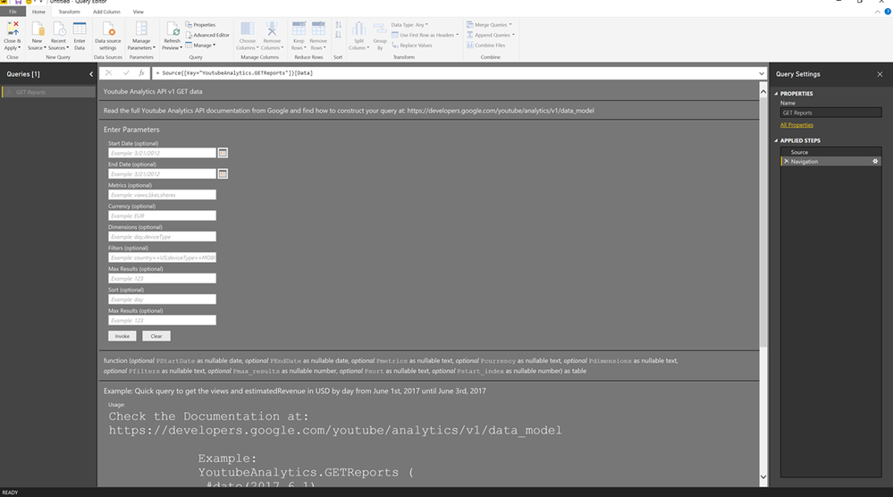 Fully documented function with sample values for parameters