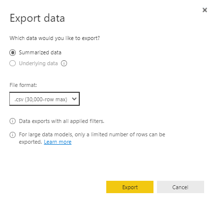 Solved: Unable to export Underlying Data - Microsoft Fabric Community