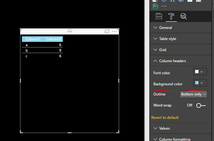 Table Matrix Background Color - Microsoft Fabric Community