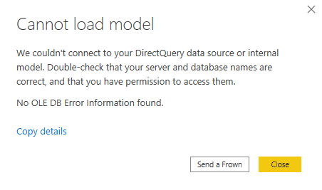 No OLE DB Error Information found. - Microsoft Fabric Community