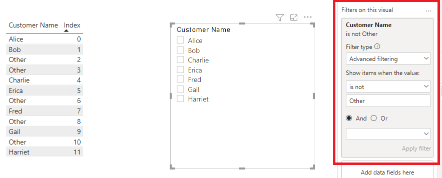 Solved: Filtering out 'Other' with a slicer - Microsoft Fabric Community
