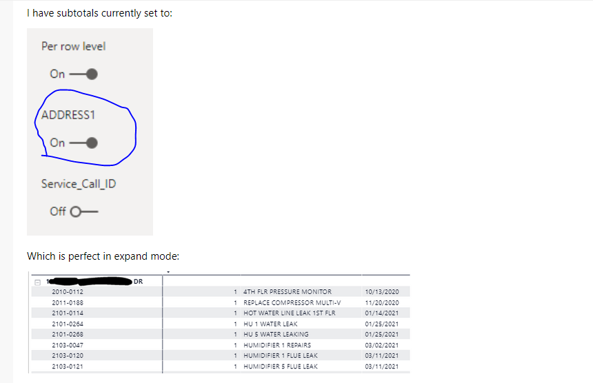 Matrix remove subtotals for certain columns - Microsoft Fabric Community