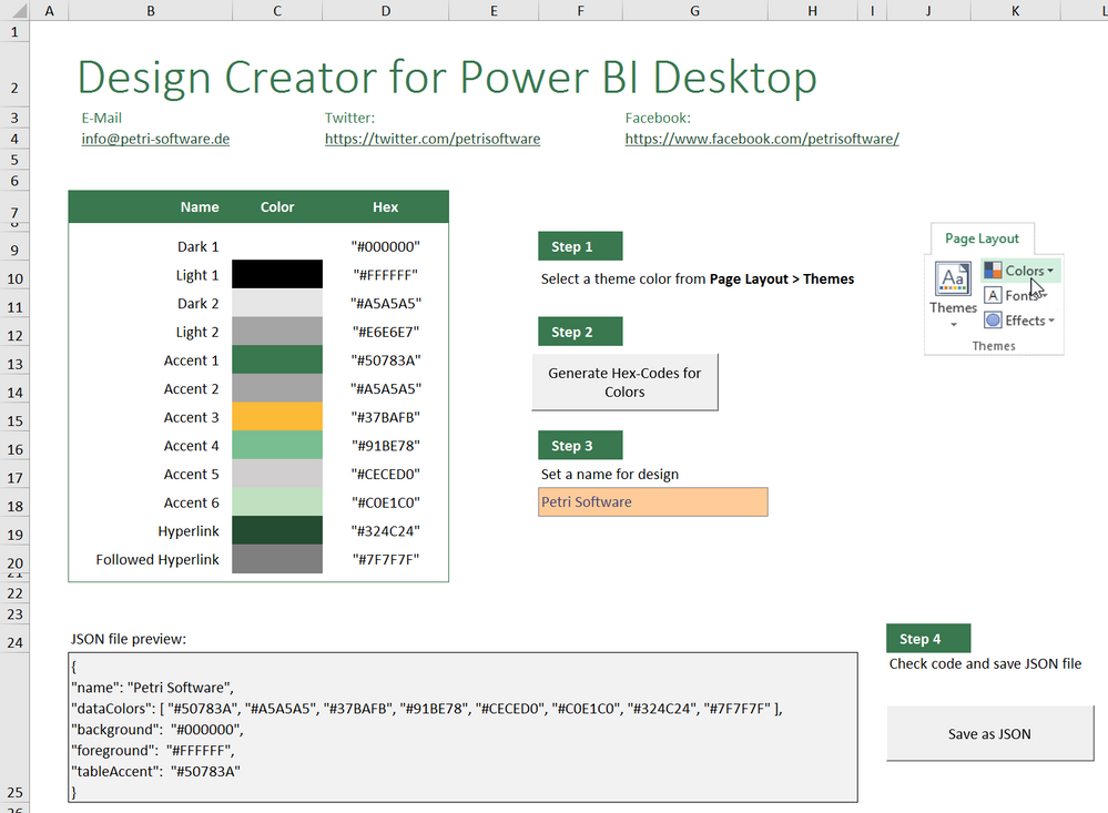 Excel tool to convert an Office Theme into an Power BI Desktop Theme