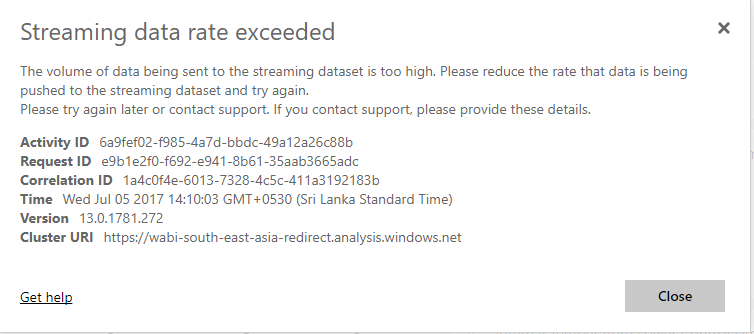 Error displayed on tiles on streaming dataset - Microsoft Fabric Community