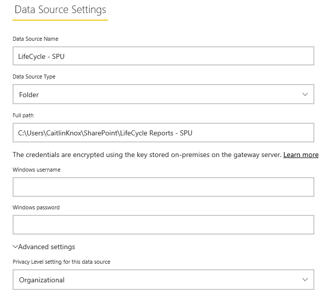 Enterprise Gateway - adding folder as data source - Page 2 - Microsoft ...