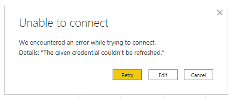 "The given credential couldn't be refreshed." - Microsoft Fabric Community