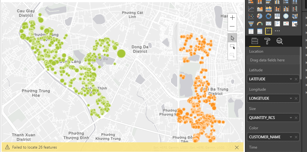 Current visualization using ArcGis Map on Power Bi