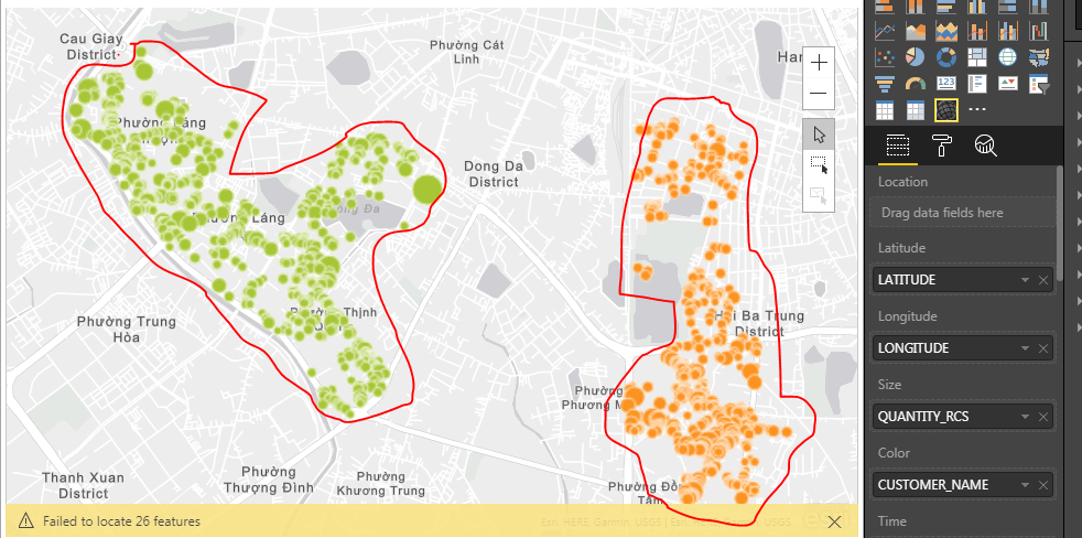 I want to create the border for the area (almost like a heat map but 2 color separated)