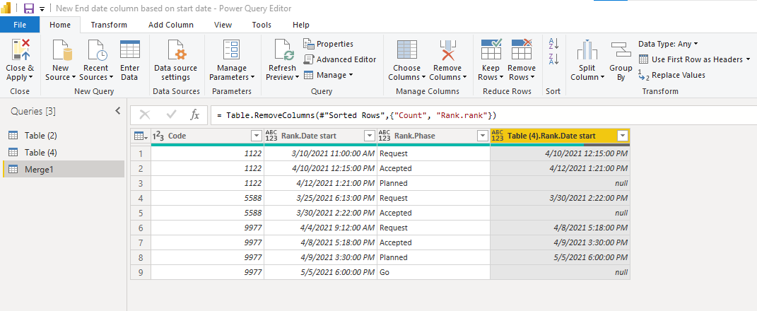 Solved: New End date column based on start date - Microsoft Fabric ...