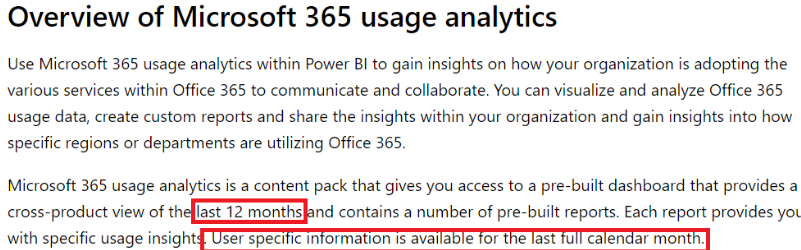 Solved: Microsoft 365 Usage Analytics extend date range >1 ...