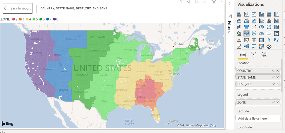 3-digit zip code filled map