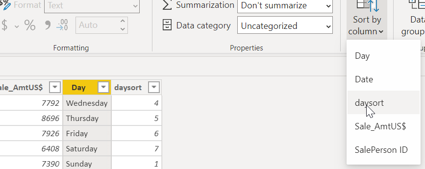 Solved: sort of name of day - Microsoft Fabric Community
