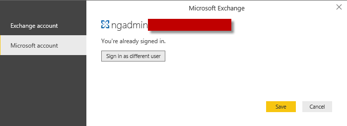 Signed in using Microsoft Account